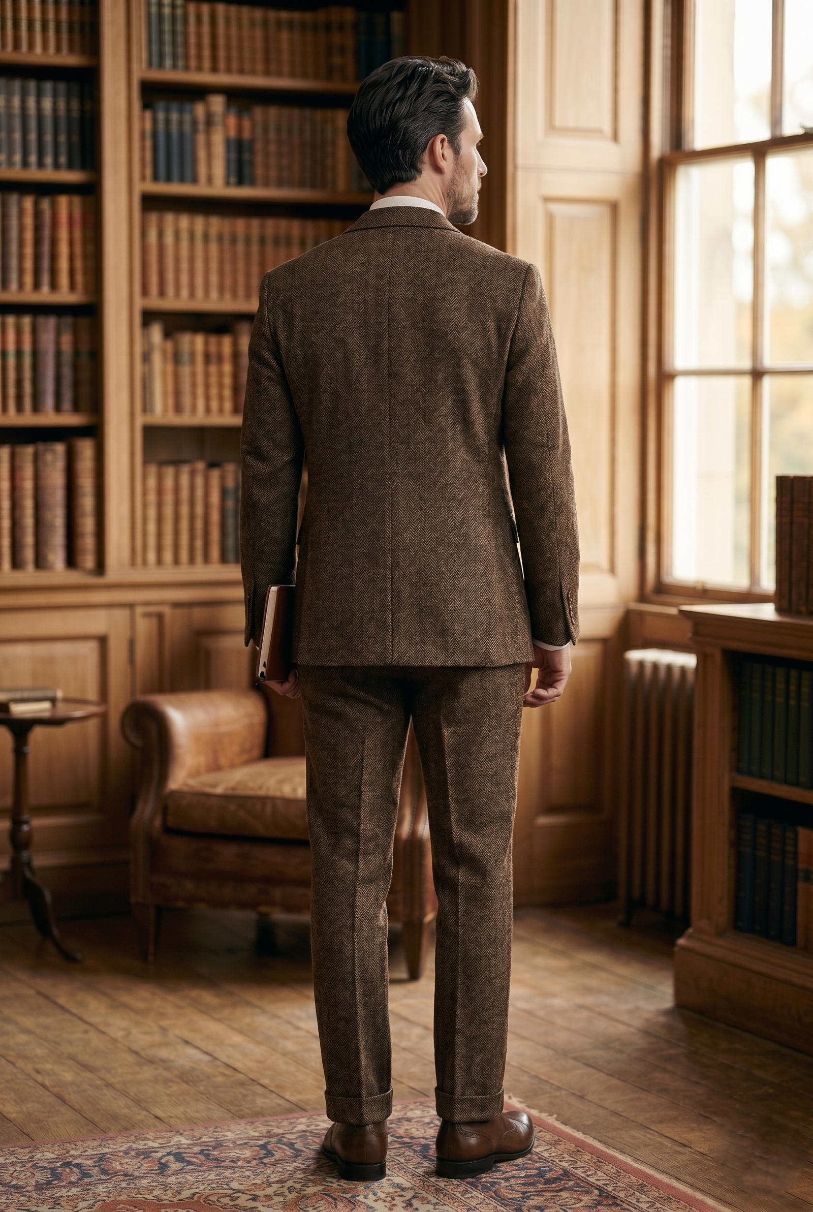 Classic Brown Herringbone Tweed Three-Piece Suit - Image 4